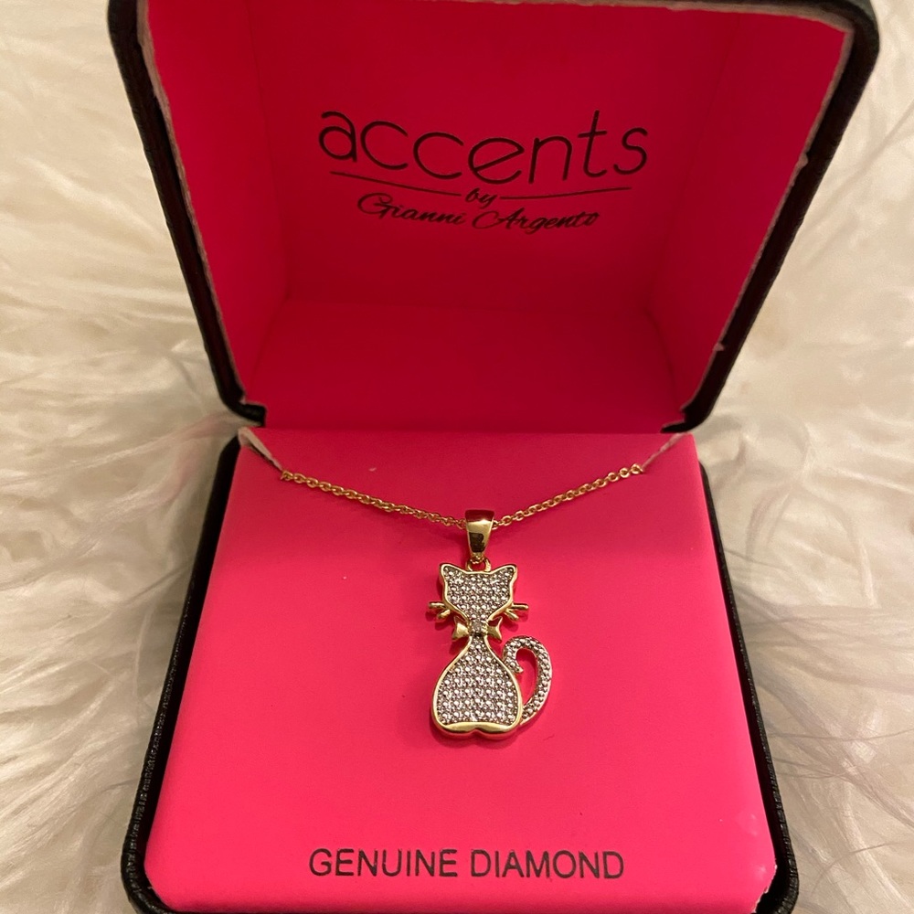 Genuine Diamond Cat Necklace
